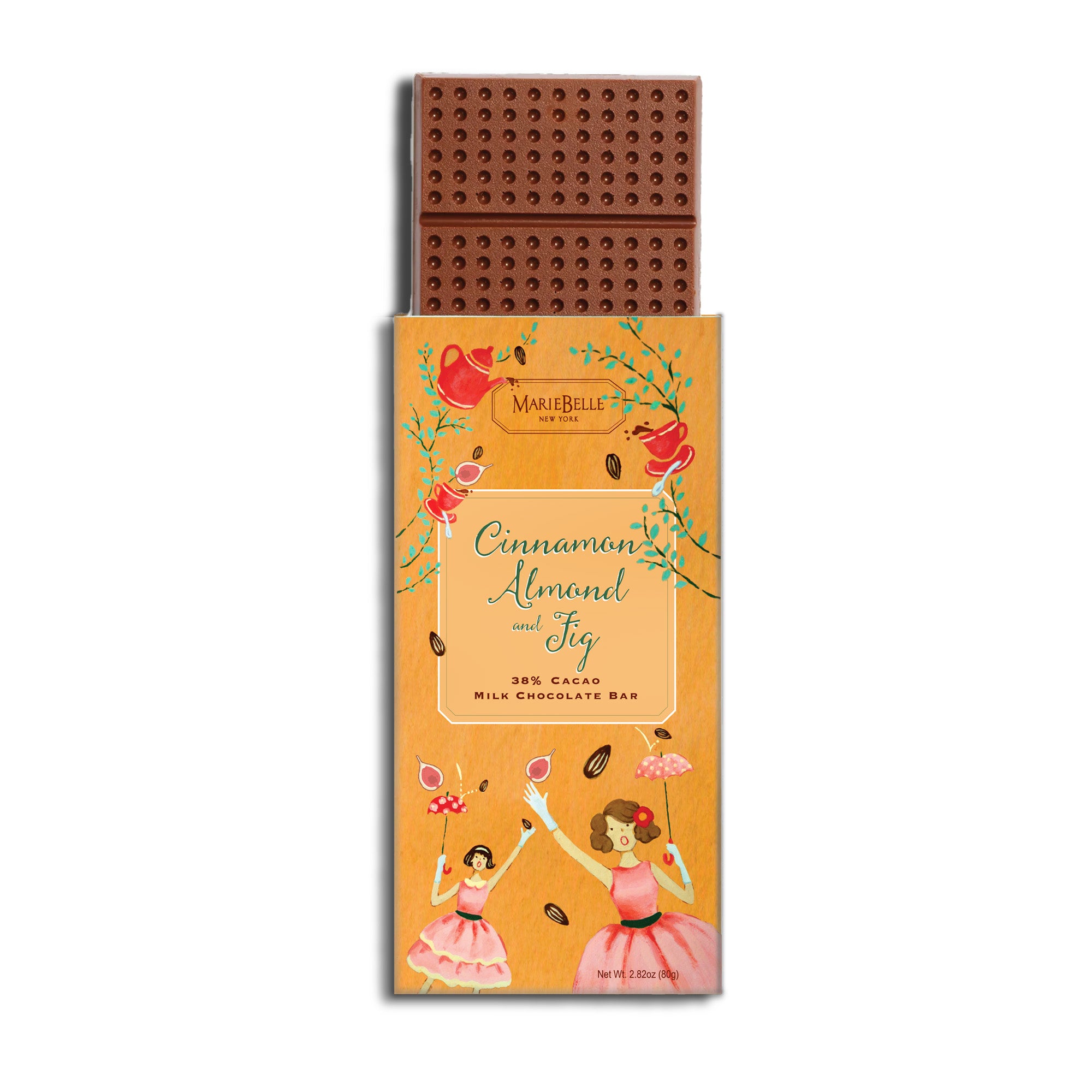 80g MarieBelle • 38% Milk Chocolate Bar with Cinnamon Almonds & Figs