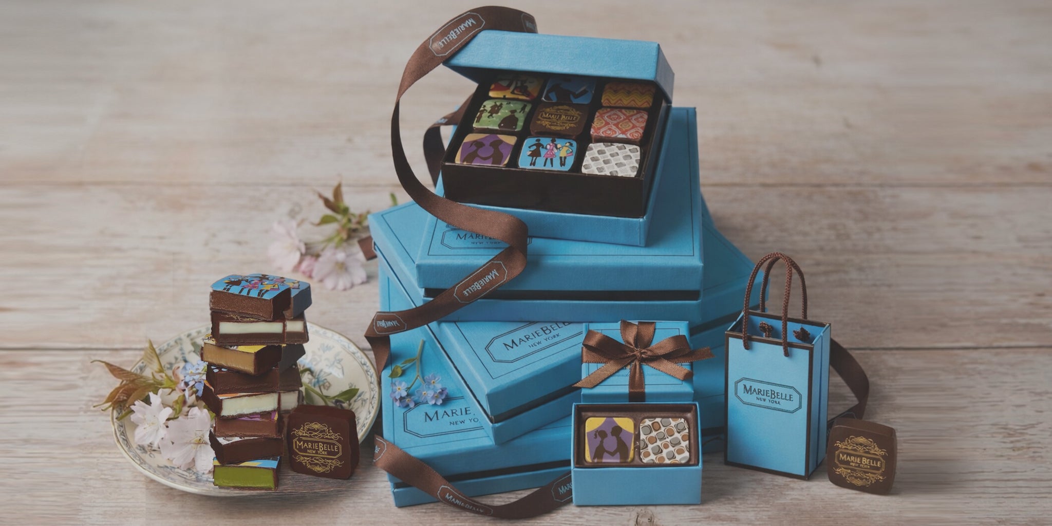 Collection of MarieBelle Chocolate Ganache Chocolate Boxes & Favors