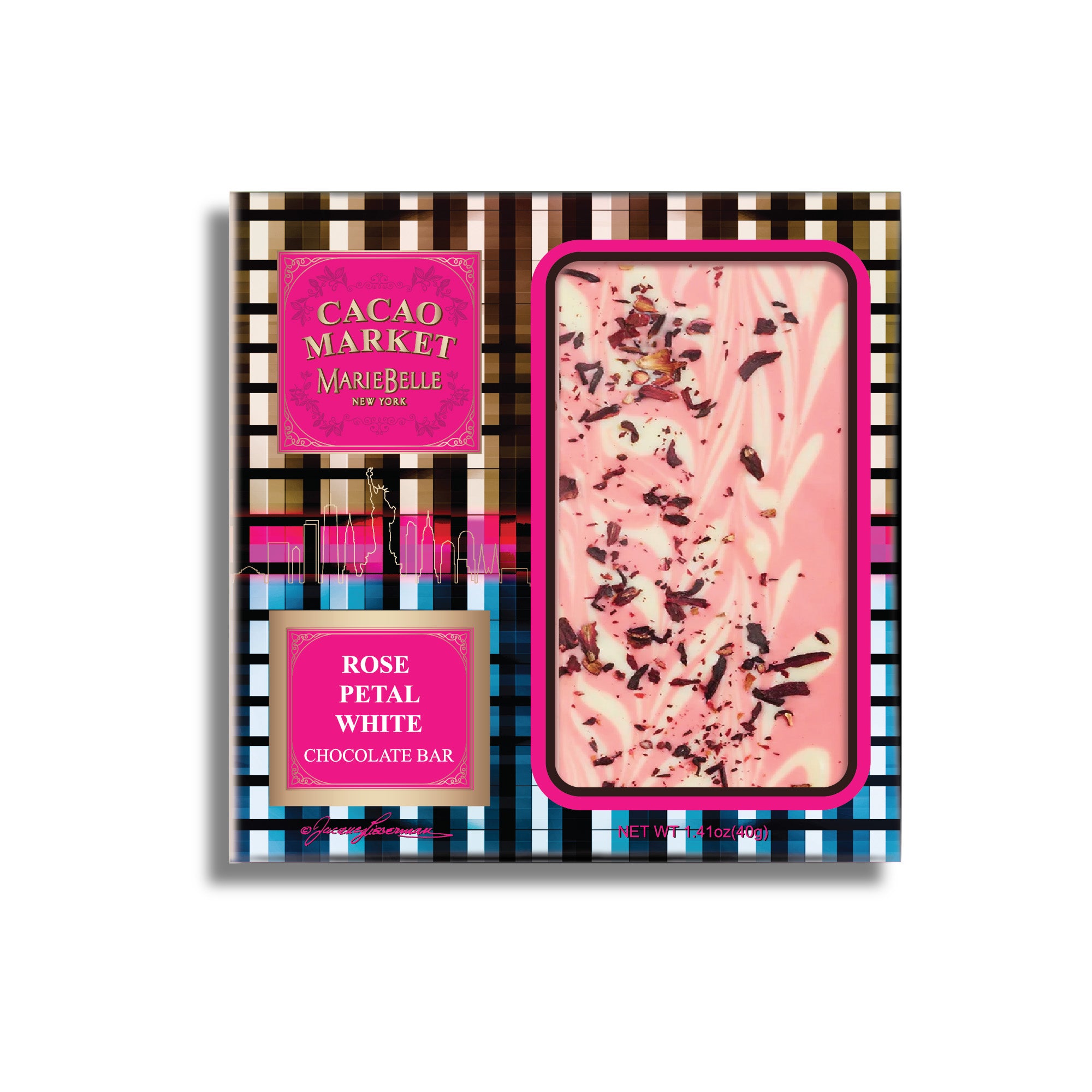 40g Cacao Market • White Chocolate Bar with Rose Petals