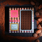 40g Cacao Market • 70% Dark Chocolate Bar Stylized